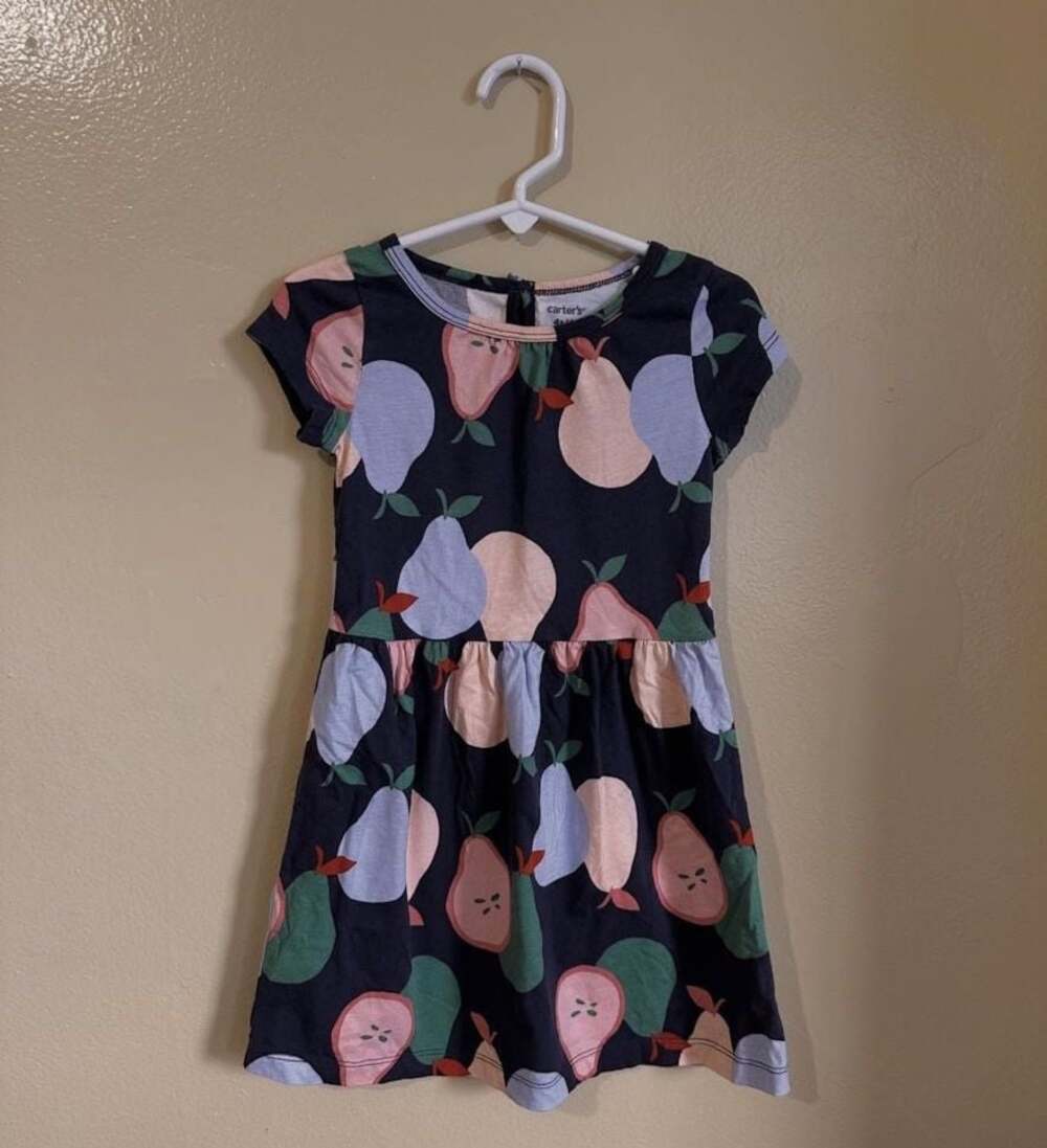Carter's Girls Pear Print Short Sleeve Jersey Dress Size 4T